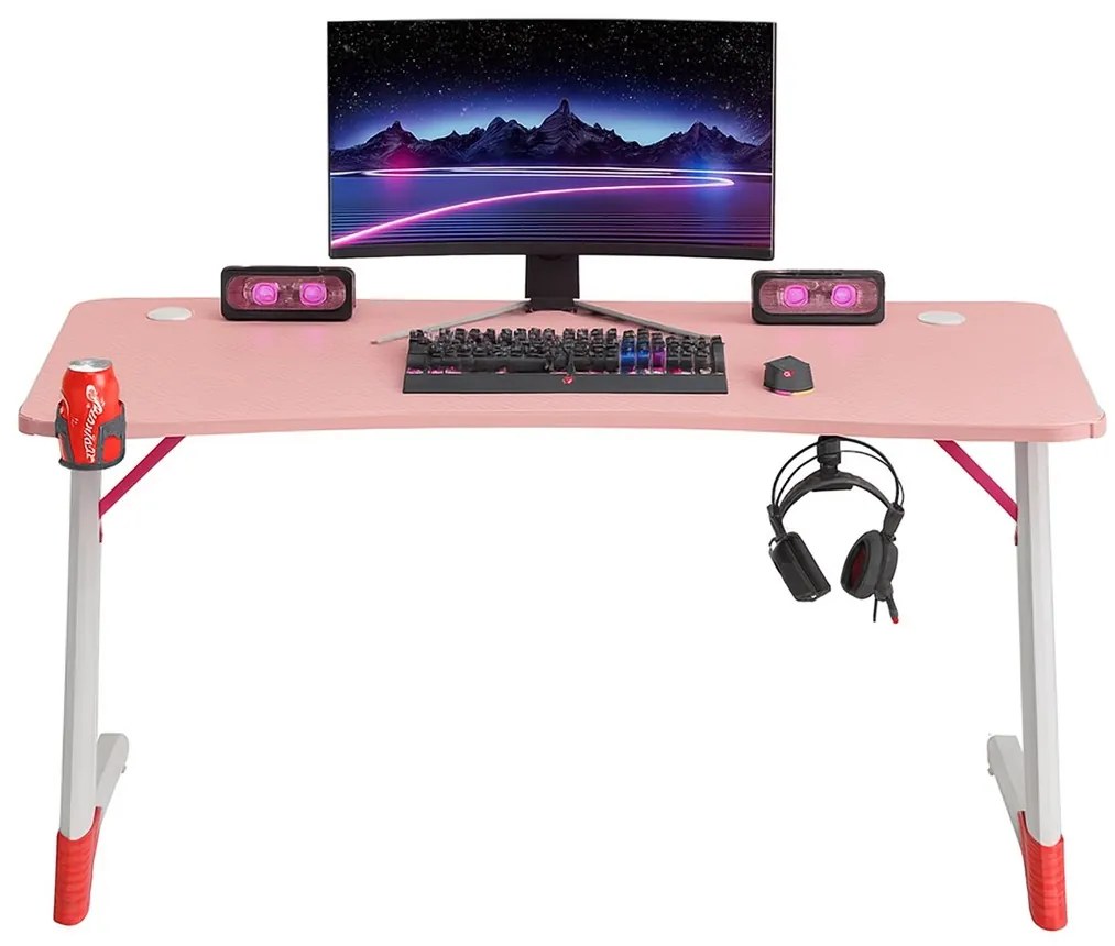 Herný stôl s podsvietením BG01 ružový 140 cm