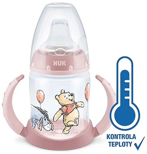 NUK NUK Dojčenská fľaša na učenie NUK Medvedík Pú s kontrolou teploty 150 ml ružová Ružová |