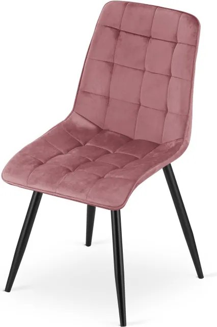 Set troch jedálenských stoličiek SPLIT zamatové tmavoružové / čierne nohy (3 ks)