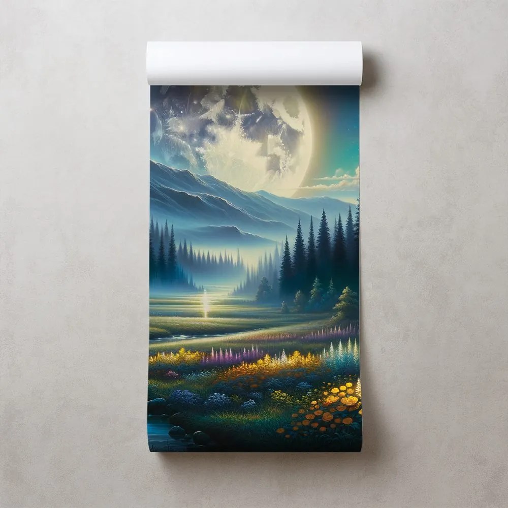 Tapeta čarovná nočná krajina s mesiacom