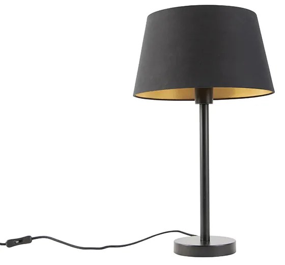 Klasická stolná lampa čierna s čiernym tienidlom 32 cm - Simplo