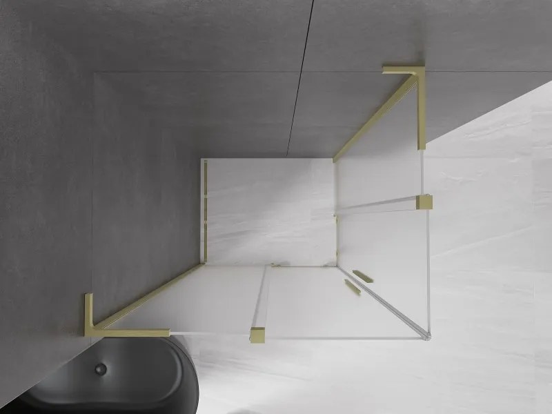 Mexen Velar L Duo, sprchový kút s posuvnými dverami 100 x 90 cm, 8mm sklo námraza, zlatá matná, 871-100-090-02-33-55