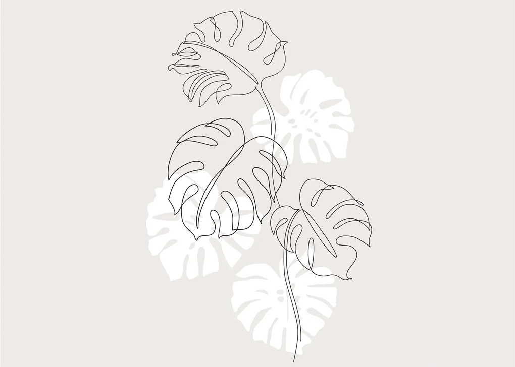 Obraz - Line art monstera N⁰3 (70x50 cm)