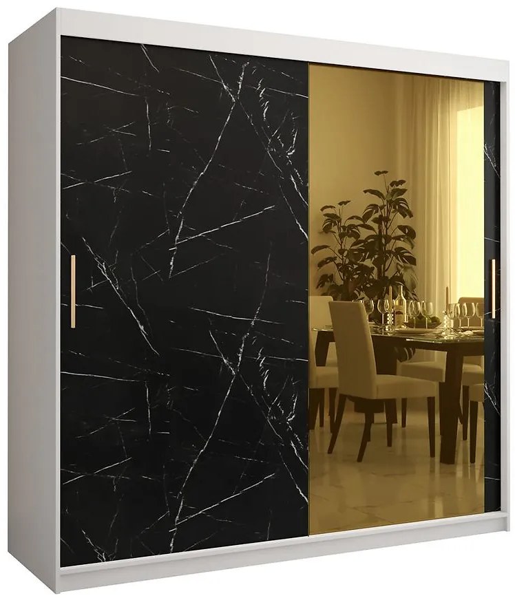 Skriňa Platinum T2 200 biely mramor/čierna