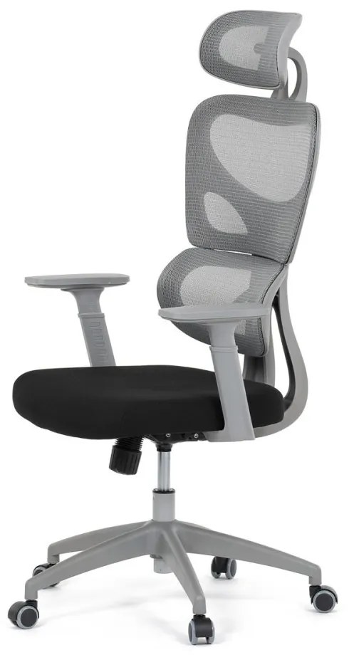 Kancelárska ergonomická stolička GRANT II — sieť, látka, sivá