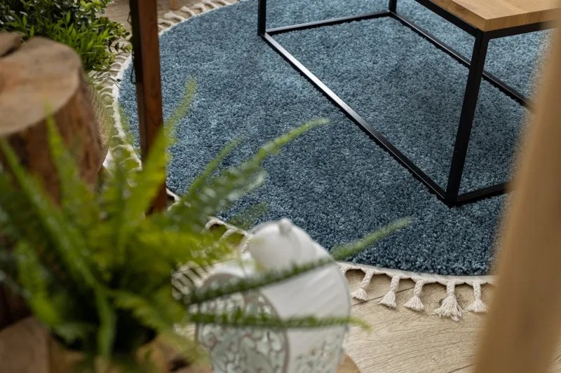 Dywany Łuszczów, Kusový koberec Berber 9000 blue kruh, 120x120 (priemer) kruh, modrá, obývacia izba