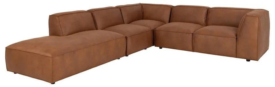 Koňakovohnedá rohová pohovka z imitácie kože (ľavý roh) Fairfield Kentucky – Bonami Selection