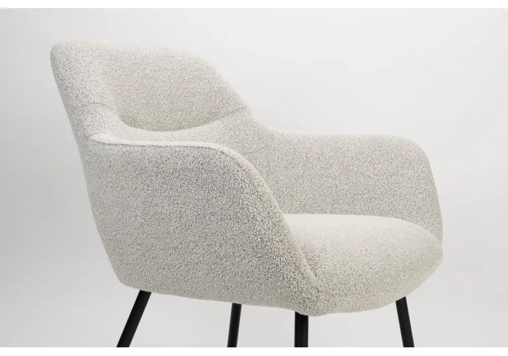 Biele kreslo z textílie buklé Dude – White Label