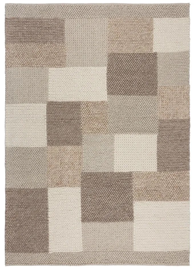 Béžový ručne tkaný koberec s prímesou vlny 160x230 cm Minerals Patchwork – Flair Rugs