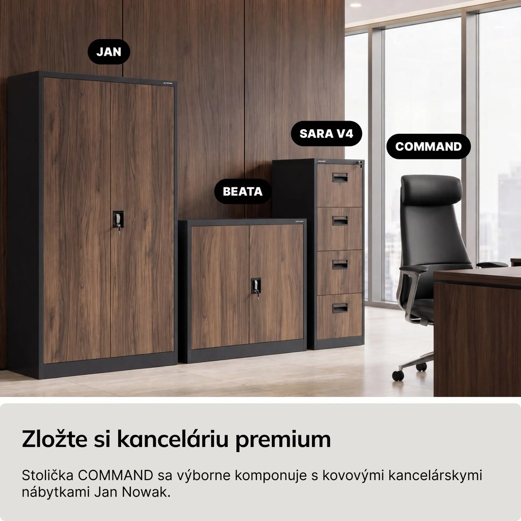 Kožené kancelárske kreslo pre riaditeľa čierne: COMMAND