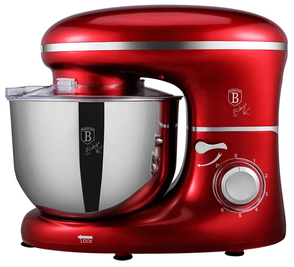 Kuchynský robot, 1300 W, 6 l, metalická červená Burgundy, BERLINGERHAUS BH-9193
