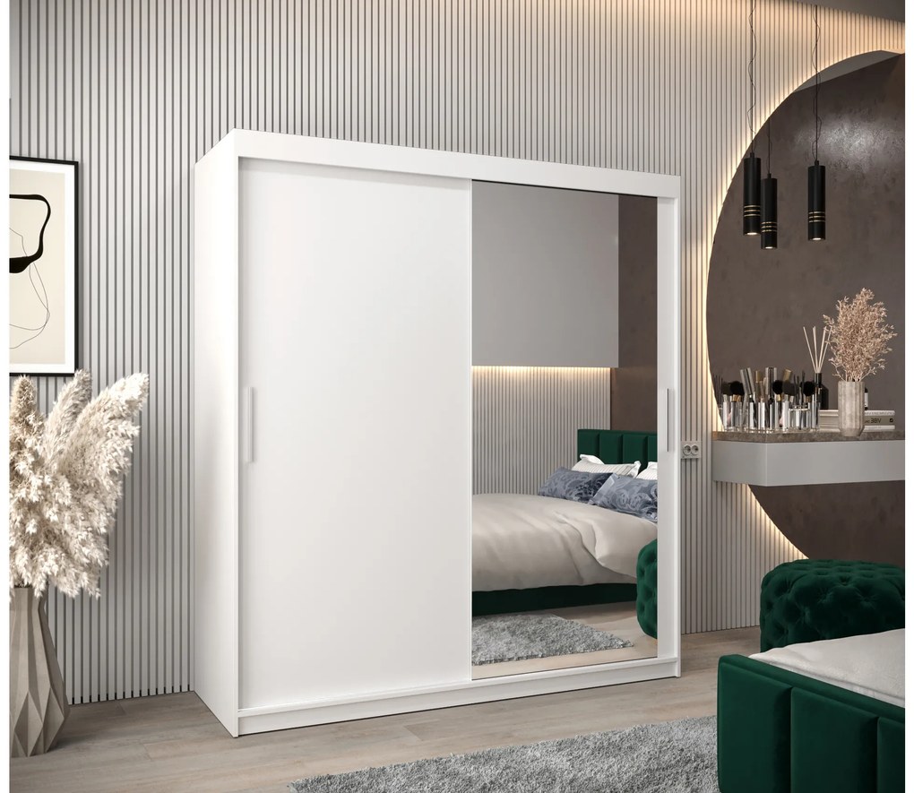 Šatníková skriňa 180 cm Toki 2 (Biela matná + Biela matná). Akcia -19%. Vlastná spoľahlivá doprava až k Vám domov. 1064999