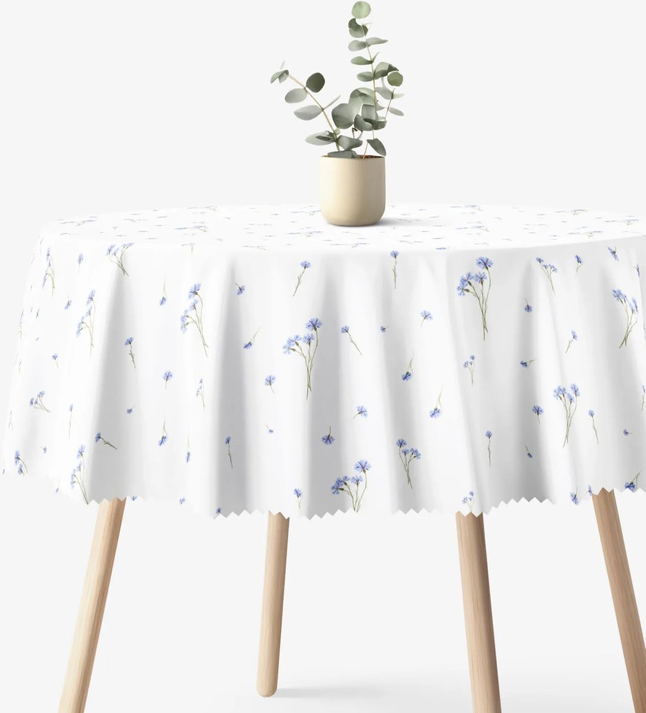 Goldea okrúhly teflónový obrus - modré nevädze Ø 140 cm