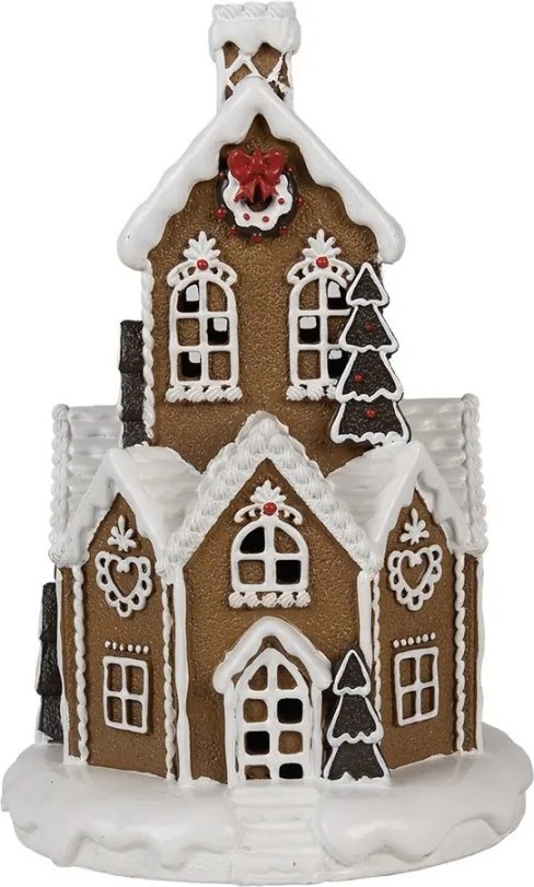 Hnedá svietiaca perníková chalúpka Gingerbread House - Ø 21*33 cm / 3*AAA