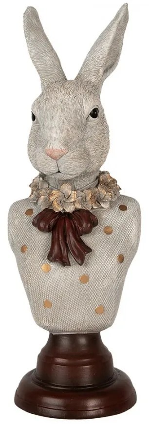 Dekorácia busta králičia žena v šedom obleku Rabbi bust - 13*12*39 cm