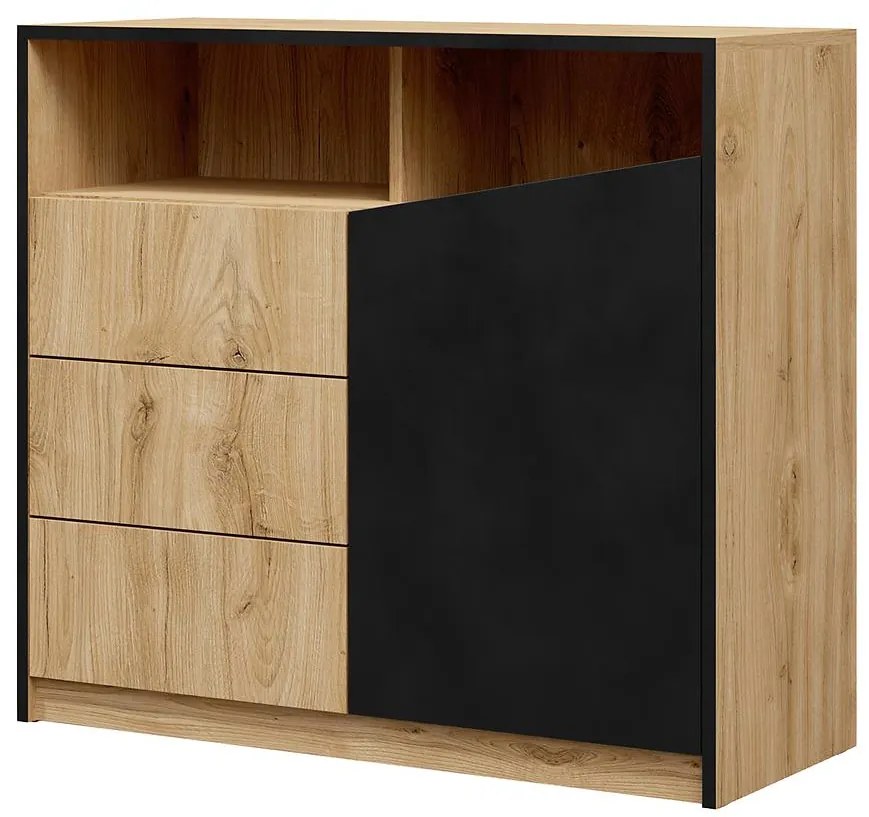 Komoda Aston 5 Večný dub/čierna