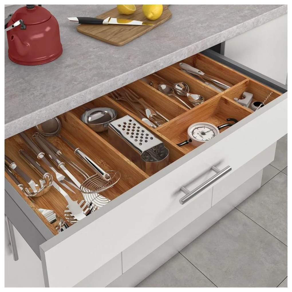 2. akosť - Organizér do zásuvky, do kuchyne, príborník bambusový DELINIA 70 x 45 cm (prehnutá priehradka)