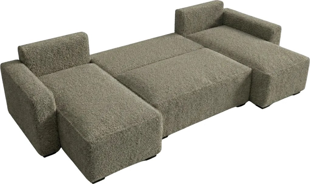 Rozkladacia sedacia súprava do U SMART BOUCLE 303x143 cm, sivohnedá