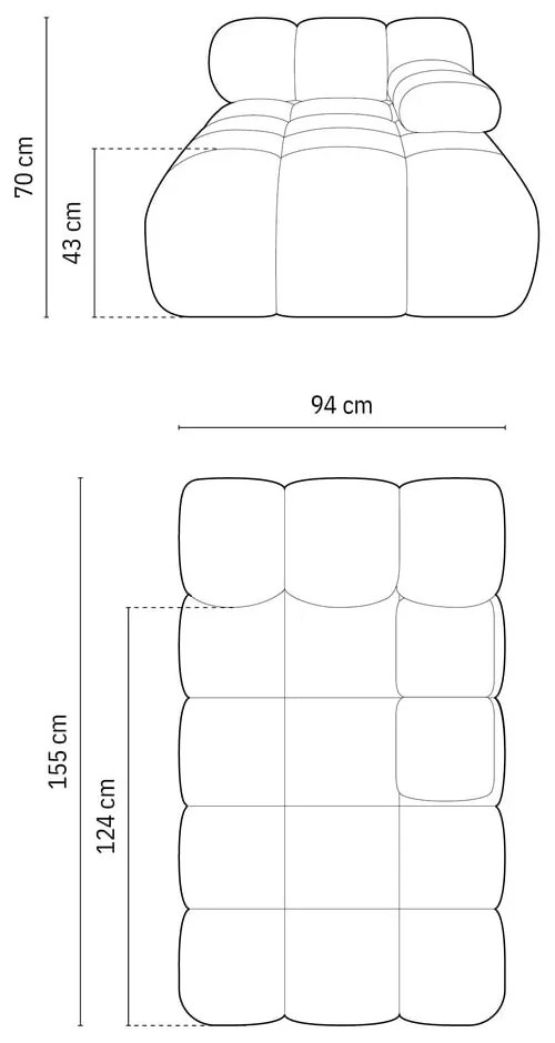 Oranžový modul pohovky z textílie bouclé (pravý roh) Bellis – Micadoni Home