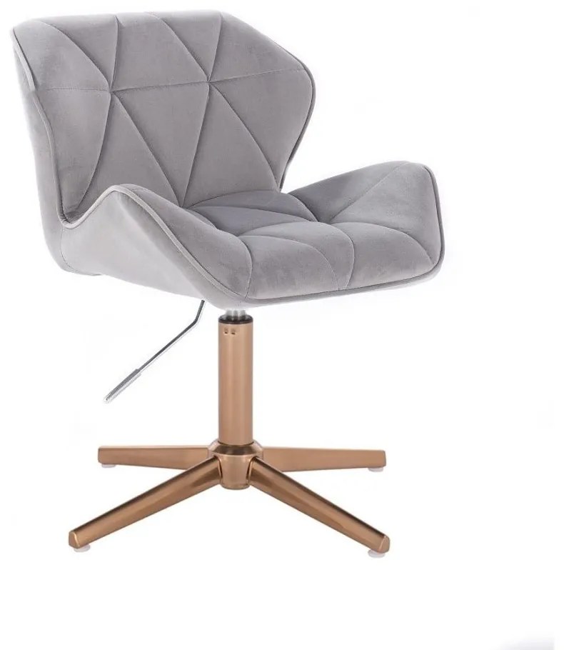 LuxuryForm DESIGN Stolička MILANO VELUR na zlatom kríži - svetlosivá