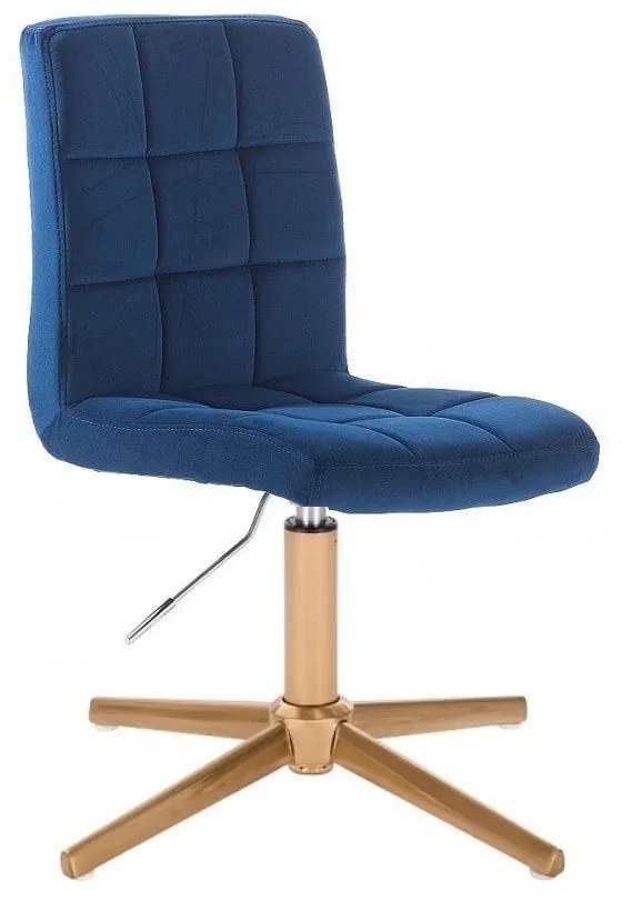 LuxuryForm DESIGN Stolička TOLEDO VELUR na zlatom kríži - modrá