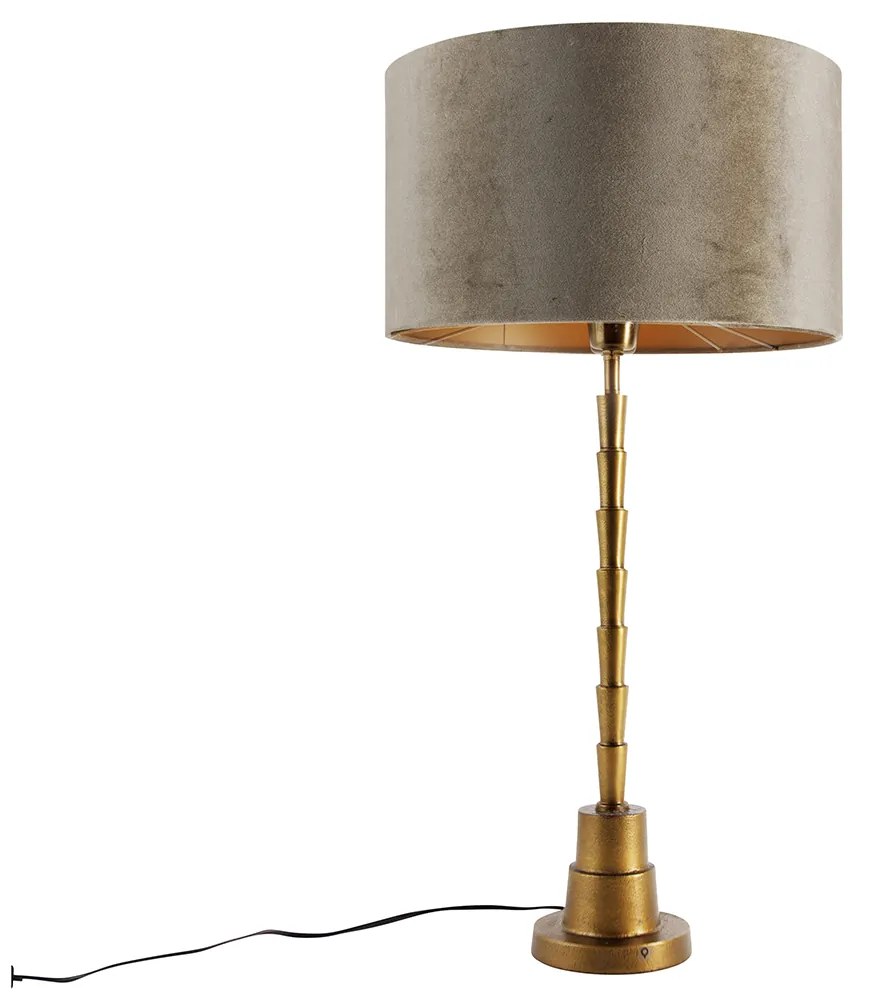 Stolná lampa bronzová so zamatovým tienidlom zelená 35 cm - Pisos