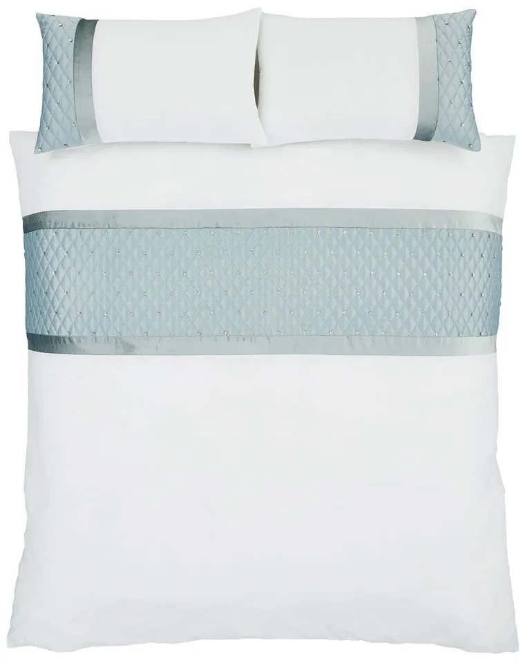 Biele/modré obliečky na dvojlôžko/predĺžené z mikrosaténu 230x220 cm Sequin Cluster – Catherine Lansfield