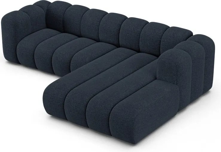 Tmavomodrá ženilková rohová pohovka (pravý roh/s leňoškou) Lupine – Micadoni