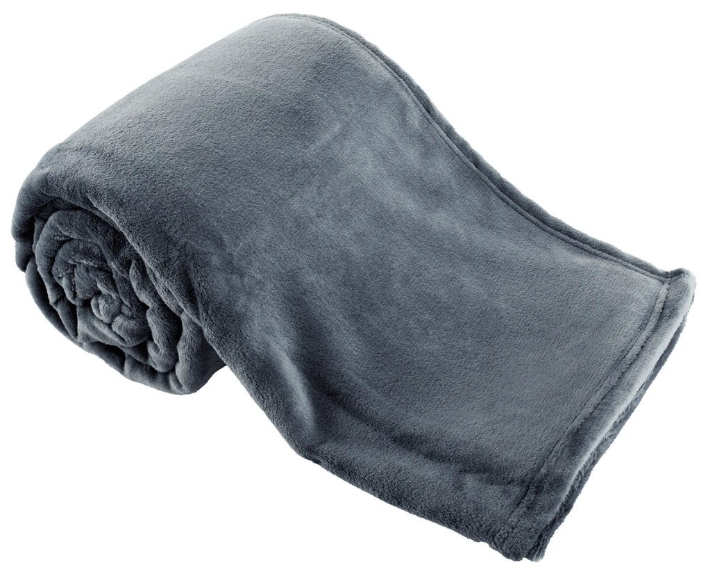 TEMPO-KONDELA DALAT TYP 1, plyšová deka, tmavosivá, 120x150 cm