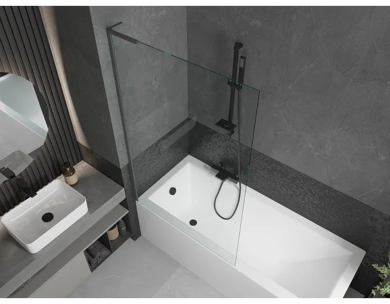 Mexen Next L, 1-krídlová vaňová zástena 100 x 150 cm, 6mm číre sklo, grafitový profil, 895-100-000-03-00-95