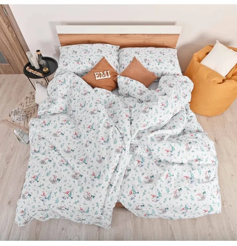 Vianočné bavlnené obliečky Elfie EMI, Štandardný set jednolôžko obsahuje 1x 140x200 + 1x 70x90