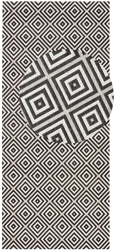 Behúň Meadow 102470 Black – na von aj na doma, 80x200, čiernobiela, chodba / predsieň, Hanse Home