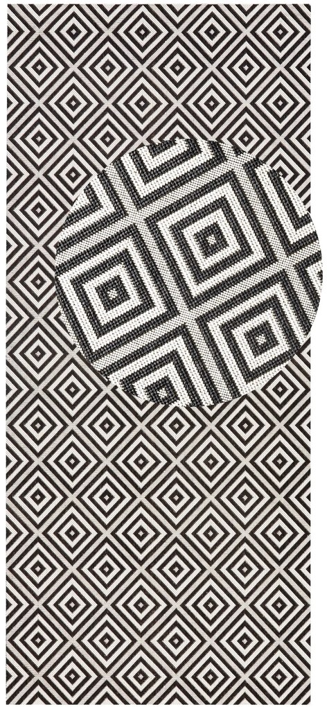 Hanse Home, Koberec behúň Meadow 102470 Black – na von aj na doma, 80x200, čiernobiela, chodba / predsieň
