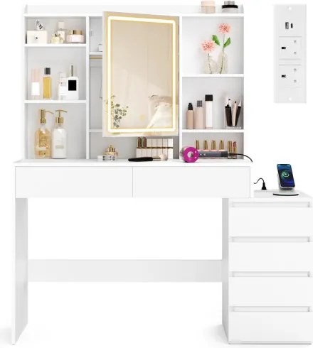 Toaletný stolík so zrkadlom a LED osvetlením RDT644WB01