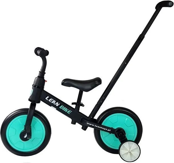 LEAN Trike Detská trojkolka s pedálmi 3v1 čierno-mätová