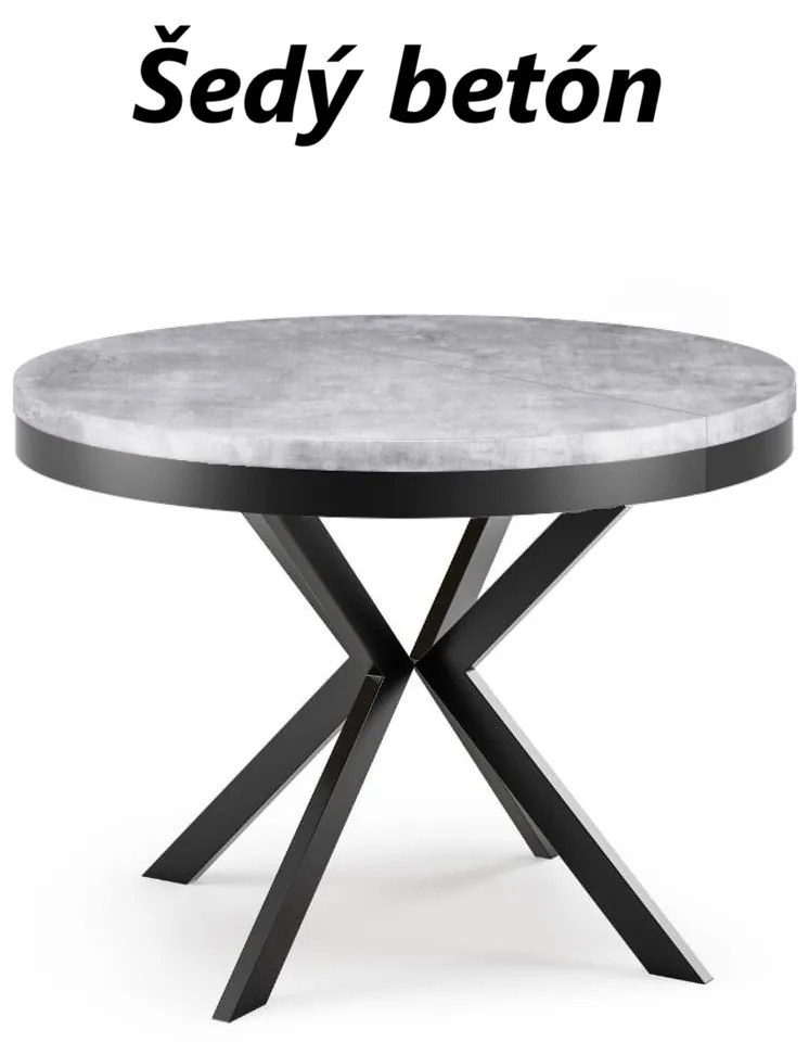 Okrúhly rozkladací jedálensky stôl MARION PLUS 100cm - 176cm Kominácia stola: čierna matná - čierne nohy