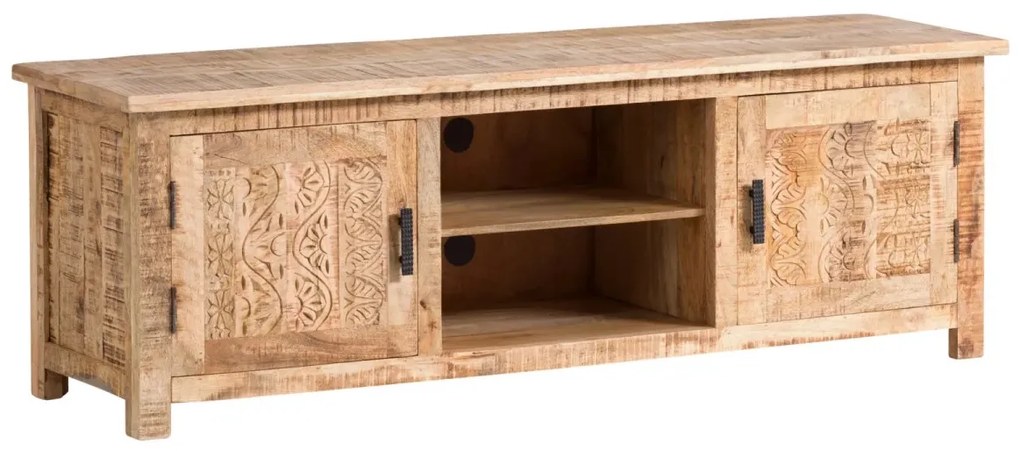 furniture-nabytek.cz - Masivní TV stolek Bombay z mangového dřeva, lakovaný, hnědý – 150×42×50 cm