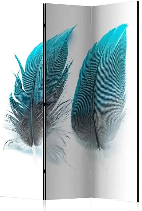 Paraván - Blue Feathers [Room Dividers] Veľkosť: 135x172, Verzia: Jednostranný