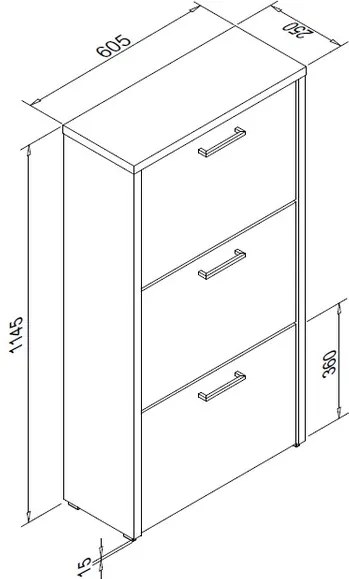 Botník Fulda, biely / šedý betón, výška 115 cm