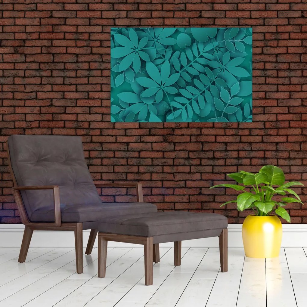 Obraz - Tyrkysové listy (90x60 cm)