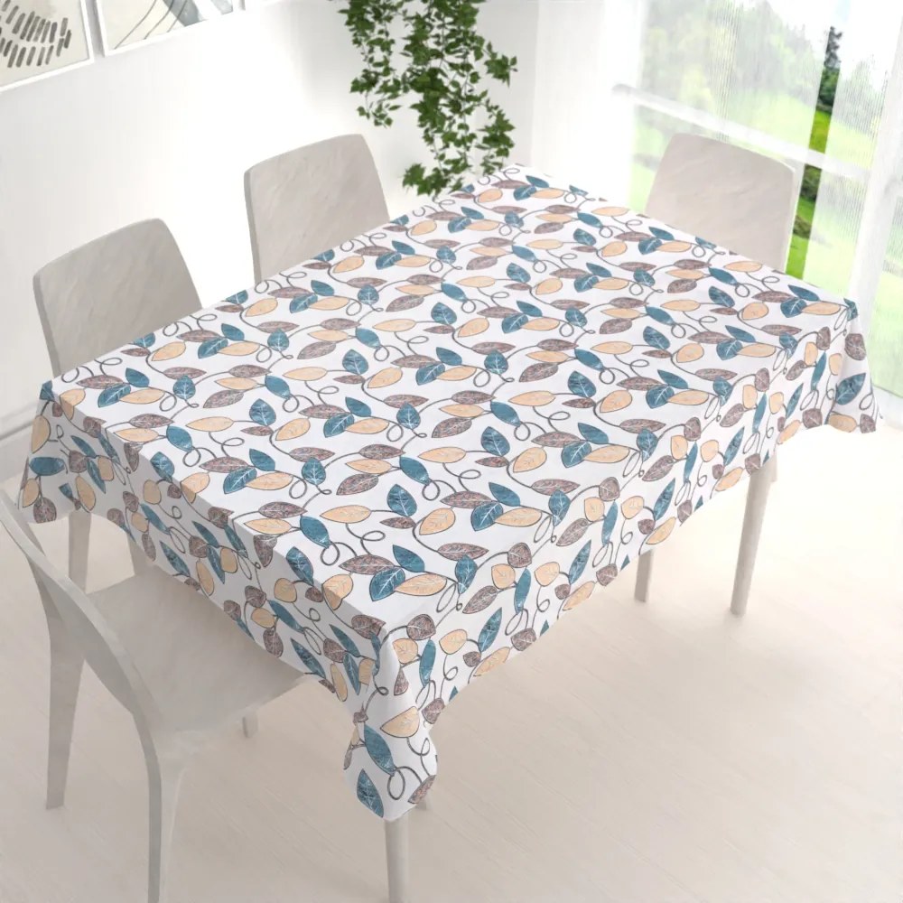 Biante Dekoračný obdĺžnikový obrus PML-035 Modro-žlté listy 60x100 cm