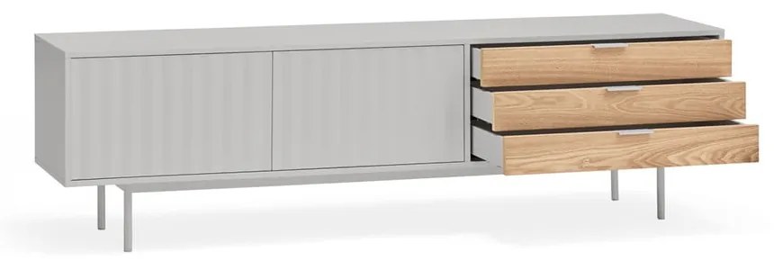 TV stolík v dekore duba v šedo-prírodnej farbe 180x52 cm Sierra – Teulat