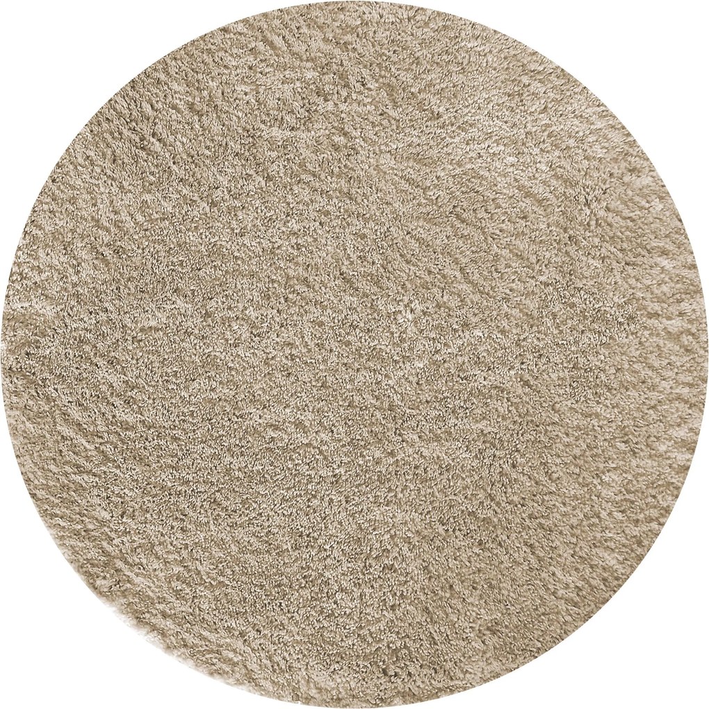 DY Béžový okrúhly shaggy koberec Camel Rozmer: 80 cm