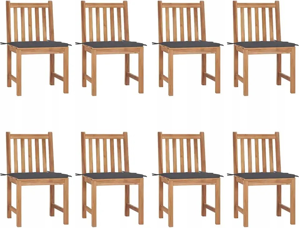 vidaXL Záhradné stoličky 8 ks s podložkami tíkový masív