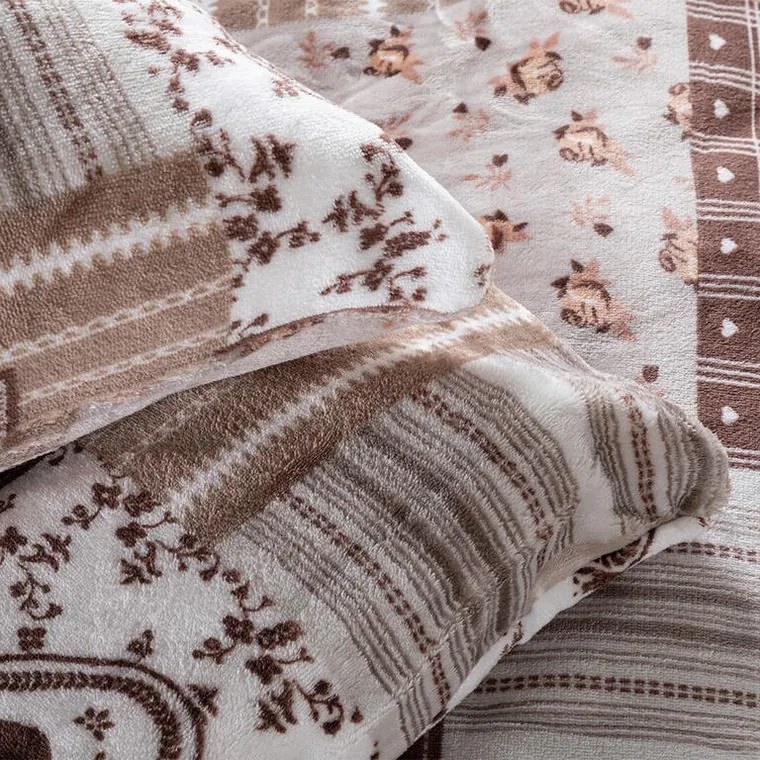 Posteľné obliečky z mikroplyšu PATCHWORK béžová