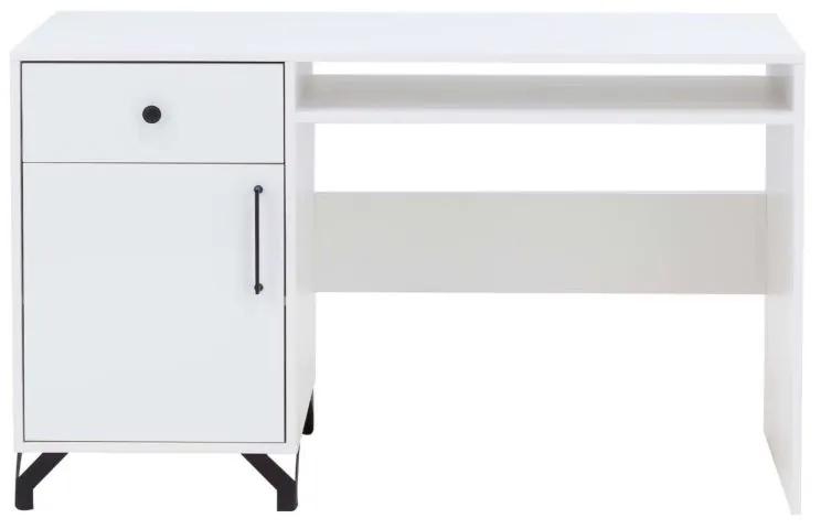 Písací stôl MEBLAR BERGEN BE9 biely lux/biely vysoký lesk