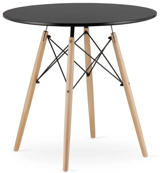 Jedálenská zostava TODI 80cm okrúhly stolový set čierny + 4 stoličky OSAKA čierne