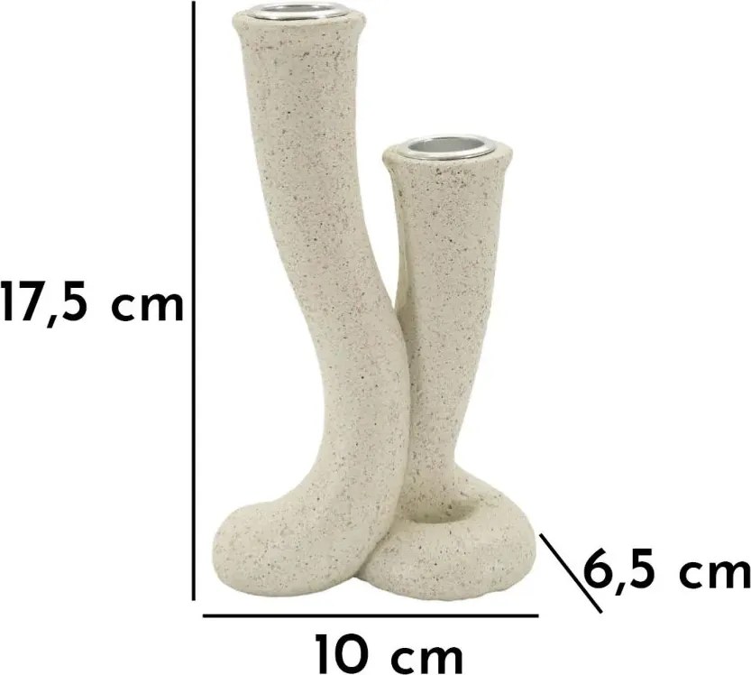 Dizajnový svietnik Stons 17,5 cm krémový