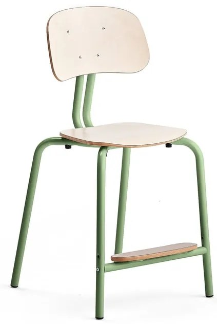 Školská stolička YNGVE, so 4 nohami, zelená, breza, V 520 mm