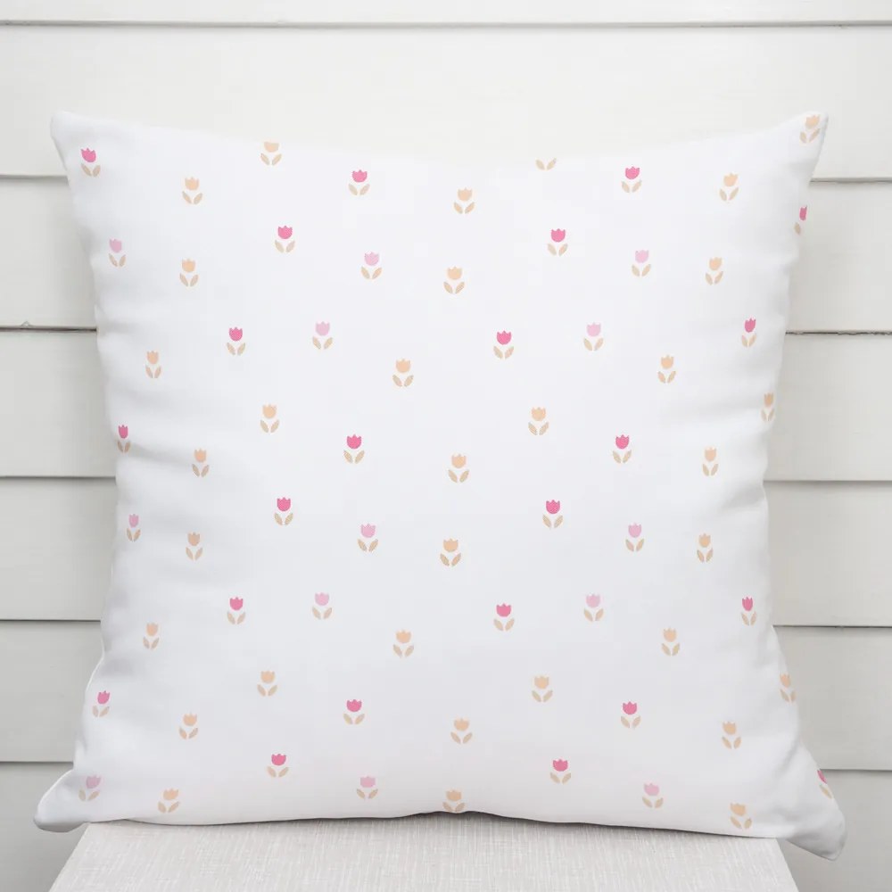 Biante Dekoračná obliečka na vankúš TF-115 Farebné tulipániky na bielom 60 x 60 cm